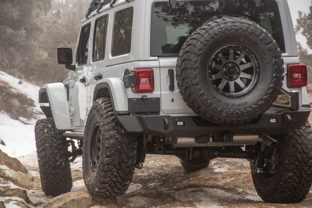 Expedition One Trail Series 2 Rear Bumper w/ Smooth Motion Tire Carrier System for Jeep JL