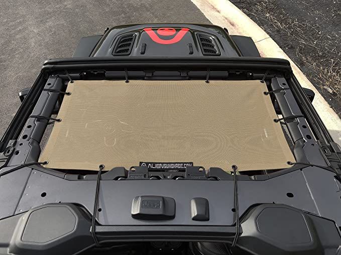 Alien Sunshade 1 Piece Front Sun Shade Mesh Top Cover for Jeep JL 2 Door