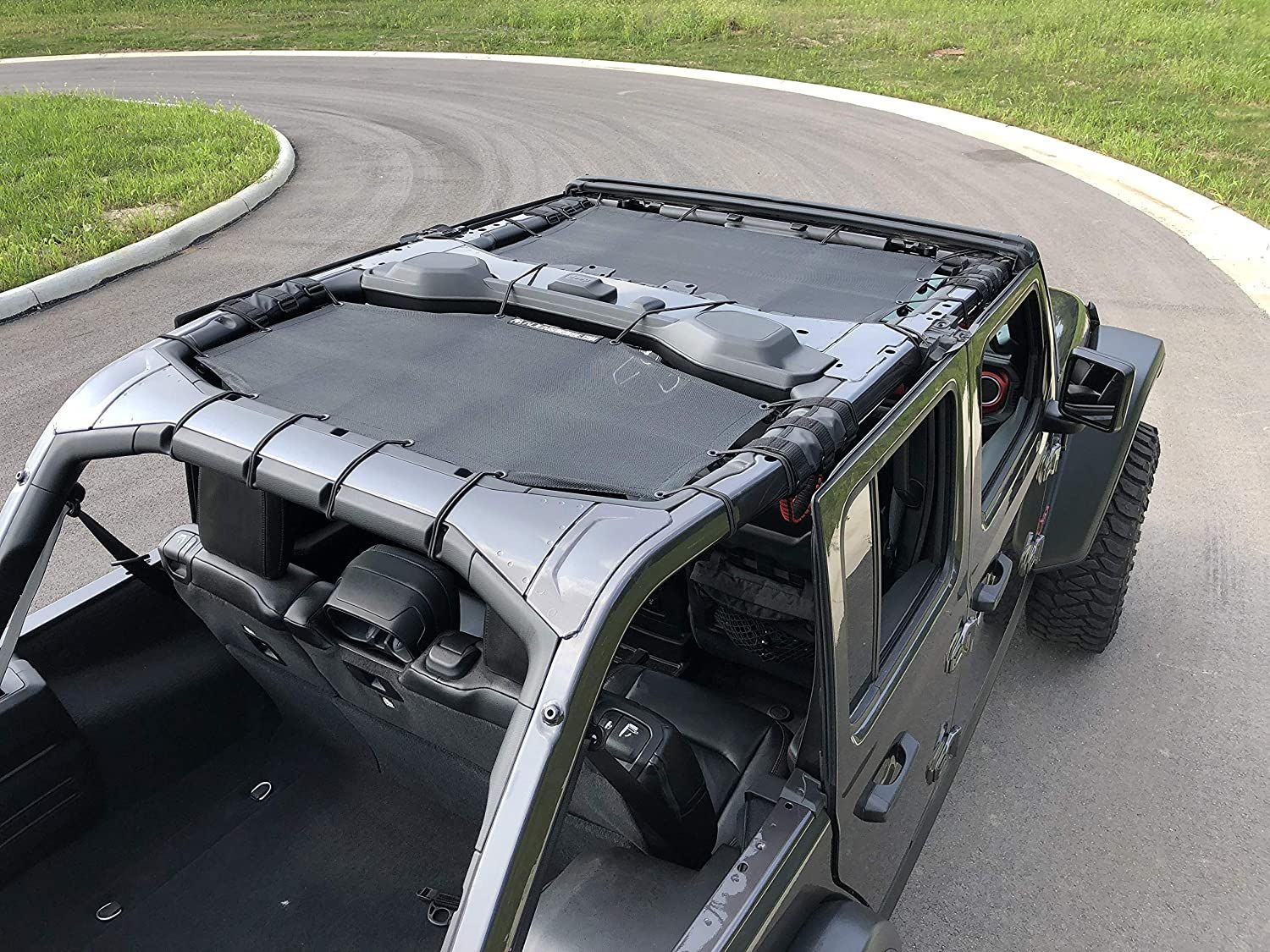 2007-2017 ALIEN SUNSHADE Jeep Wrangler 2-Piece Mesh Shade Top Cover with 10 Year Warranty Provides UV Protection for Front And Rear Passengers 4-Door JKU Green 