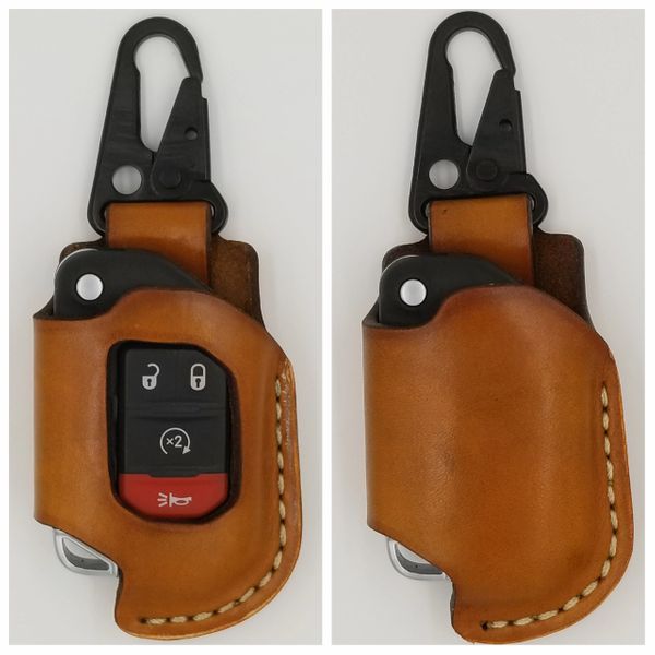 Gibson Leatherworks Key FOB Holster Tan/Snap Clip for Jeep JL/JT